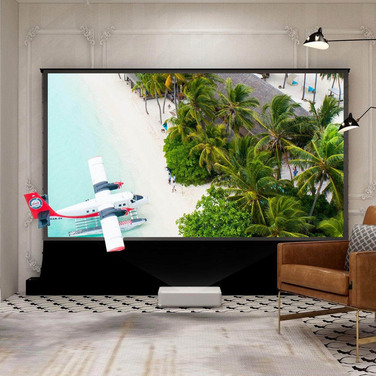 VividStorm S Pro Electric Tension Floor Rising 84" - 130" ALR Screen (UST)